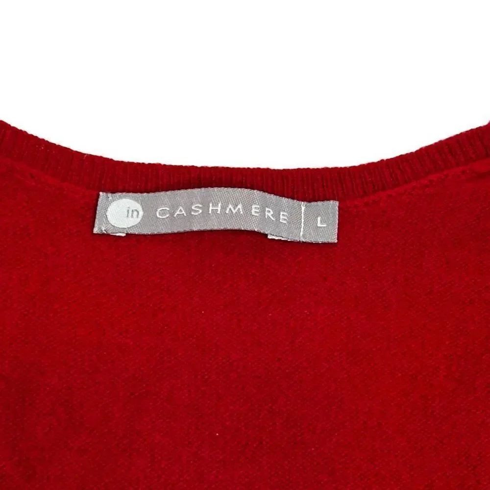InCashmere red scoop neck 3/4 sleeve cashmere sweater size L - Picture 11 of 15